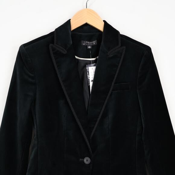 J.Crew Single Breasted Alexandra Sleek Velvet Black Blazer Size 00 NWT - Picture 3 of 11